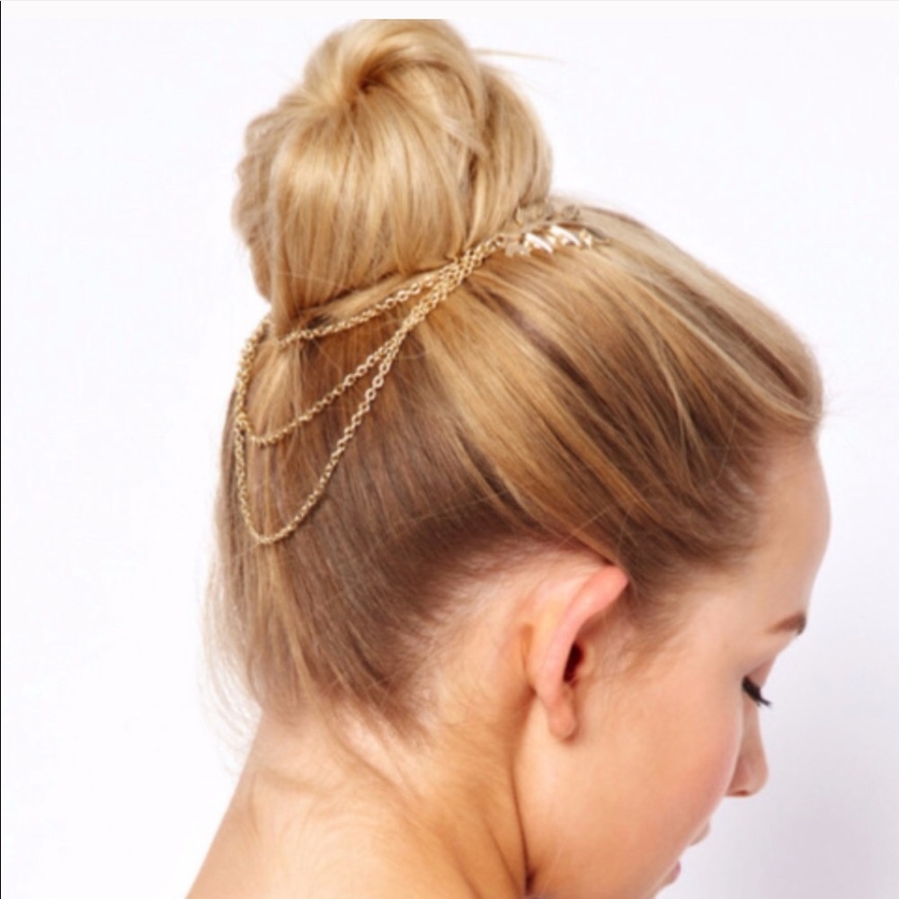 Leaves 🍁 Chains Hair Combs Gold - Picture 2 of 6